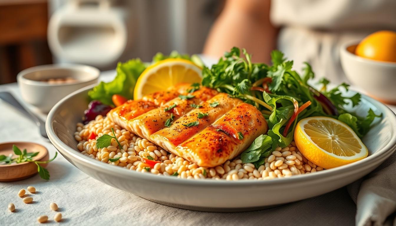 Measured baking ingredients prepared on a counter